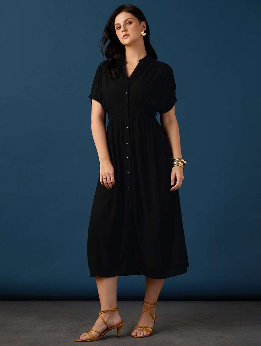 Women Solid Short Sleeves A-line Dress - 22558388 -  Standard Image - 3