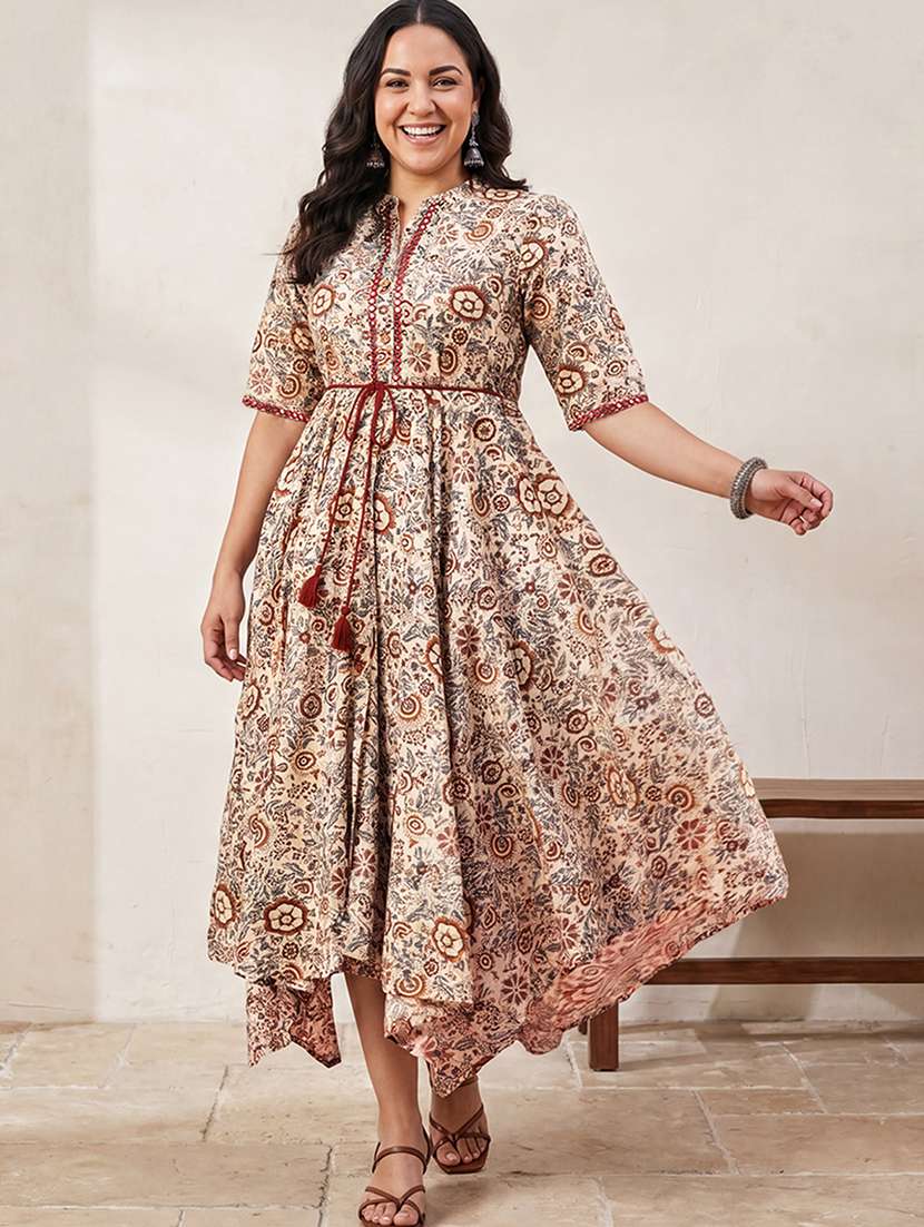 women printed short sleeve ethnic dress