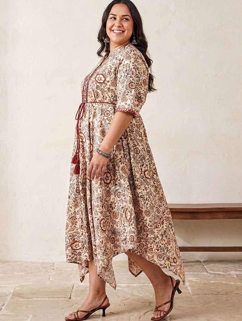 women printed short sleeve ethnic dress - 22558408 -  Standard Image - 3