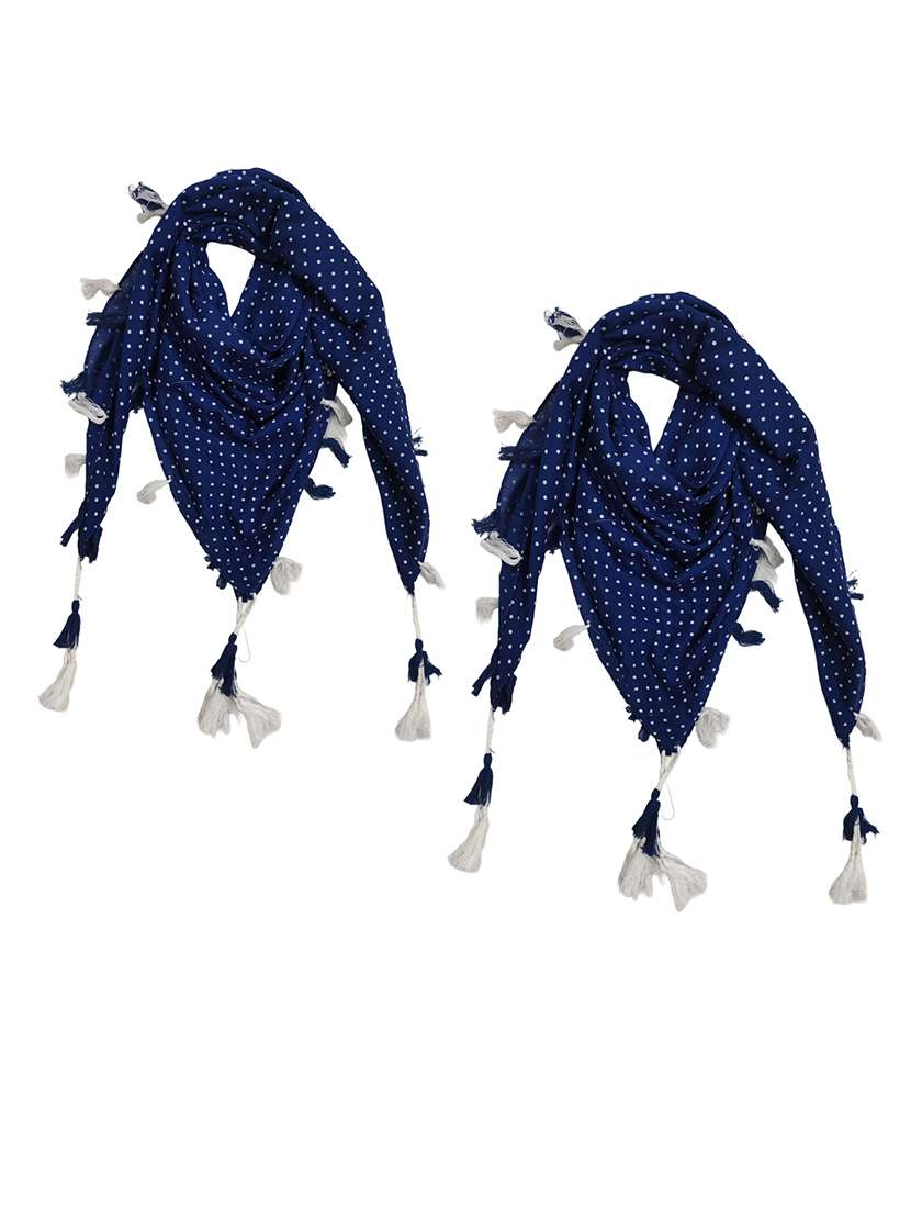 women pack of 2 printed scarf featuring with tassels