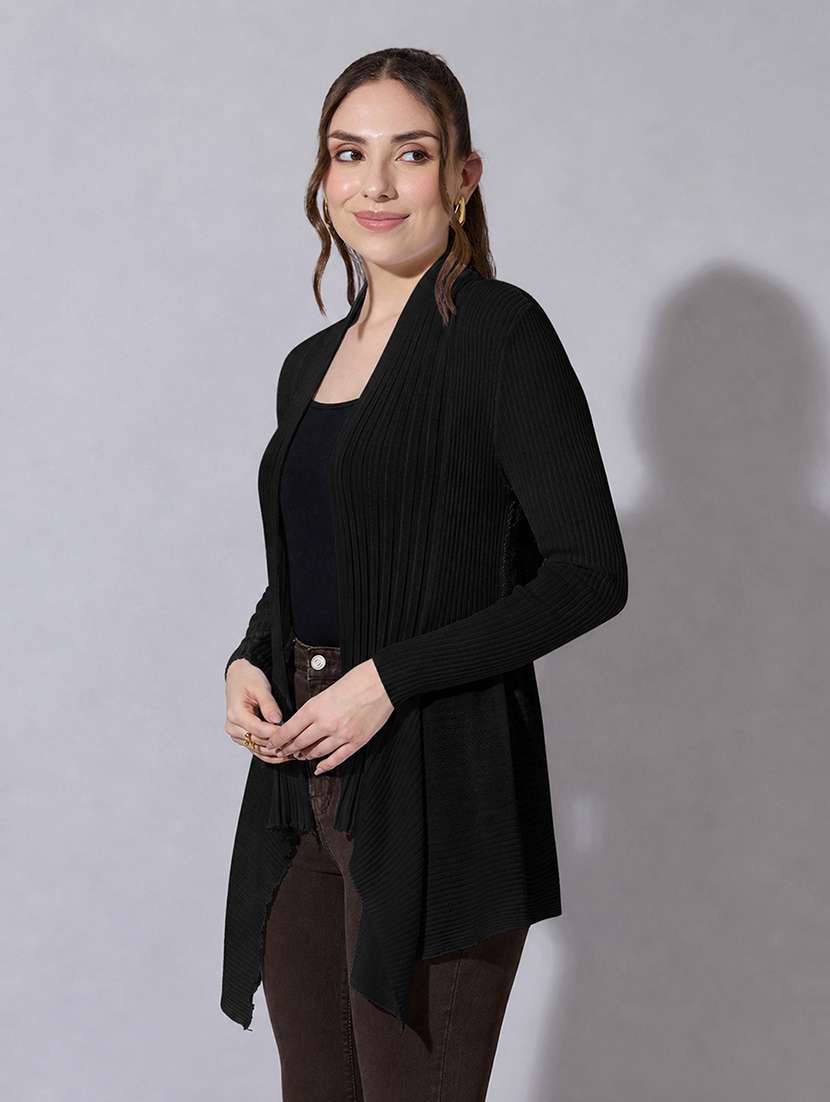 women self design long sleeves shrug - 22558581 -  Standard Image - 3