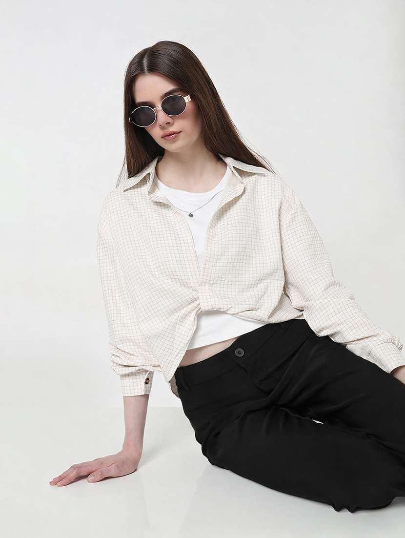 women printed long sleeves high low top