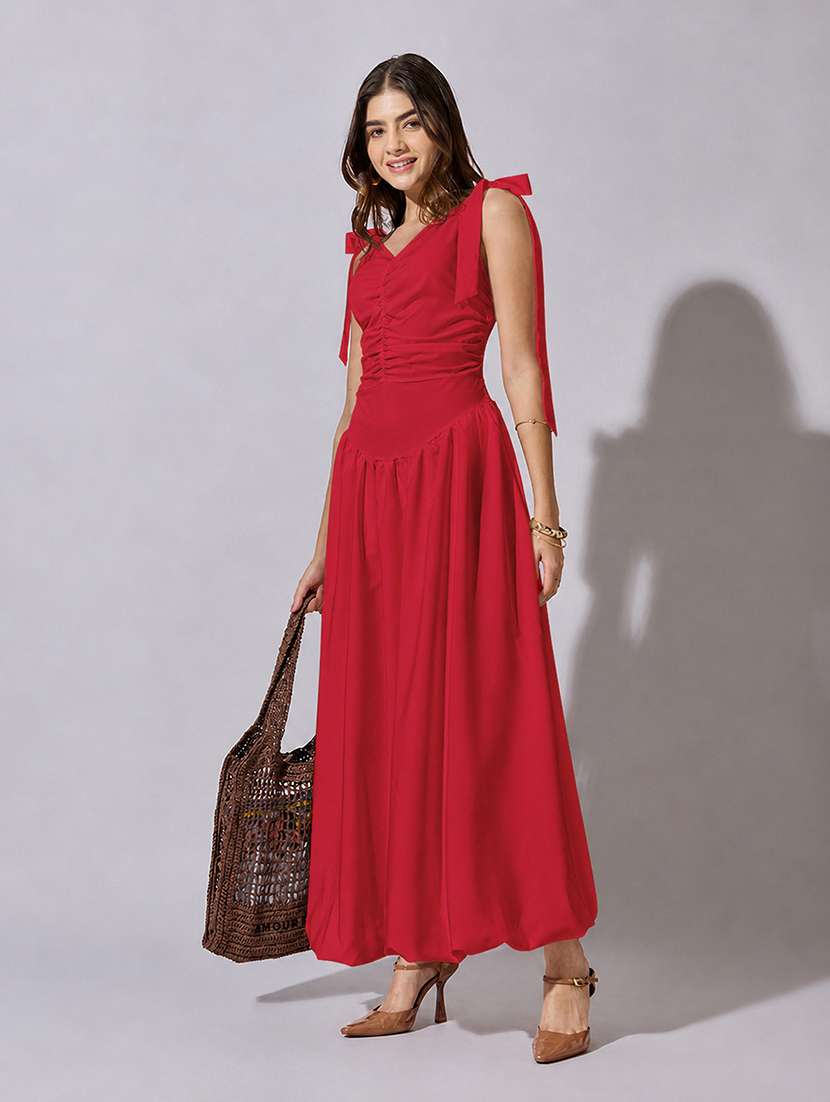 women solid sleeveless fit and flare dress - 22558626 -  Standard Image - 5