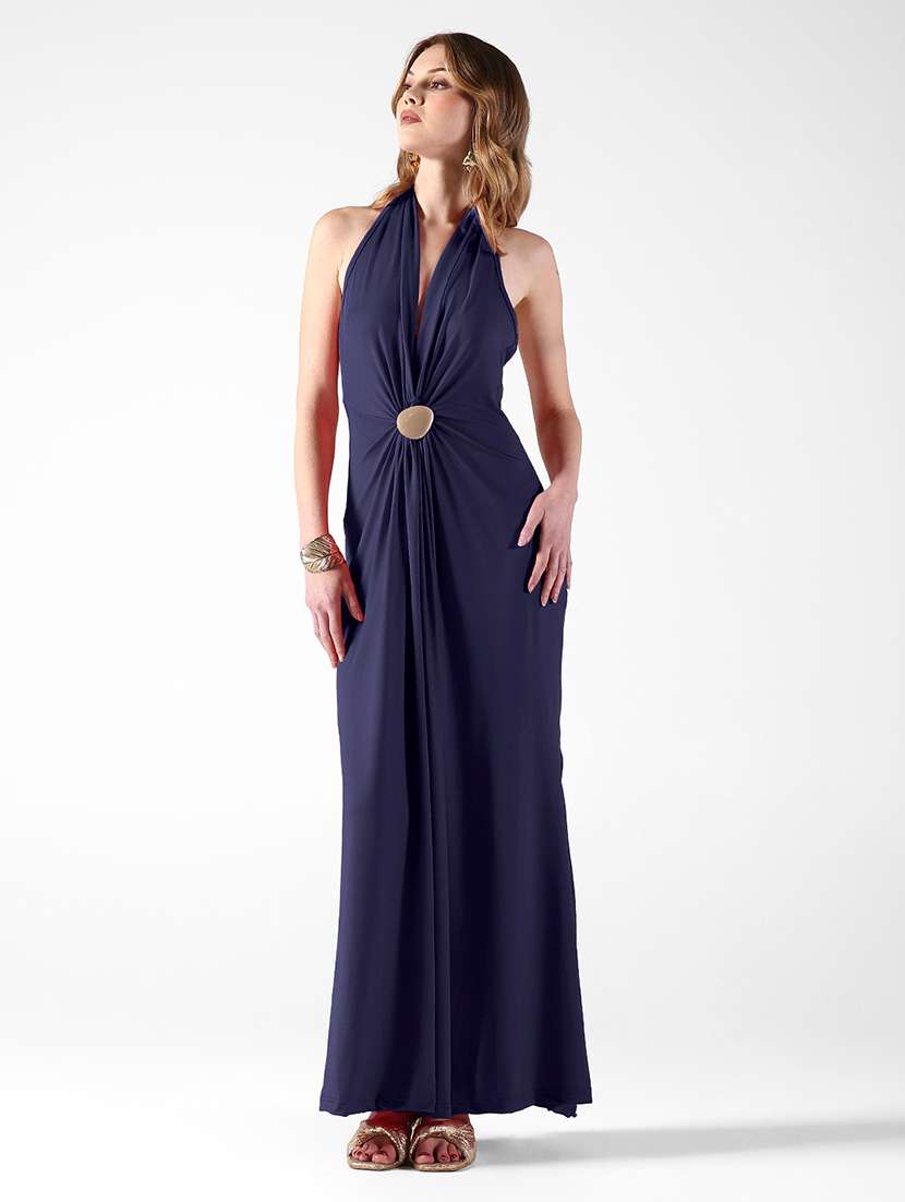 Women Solid Halter Neck A-line Dress - 22558631 -  Standard Image - 5