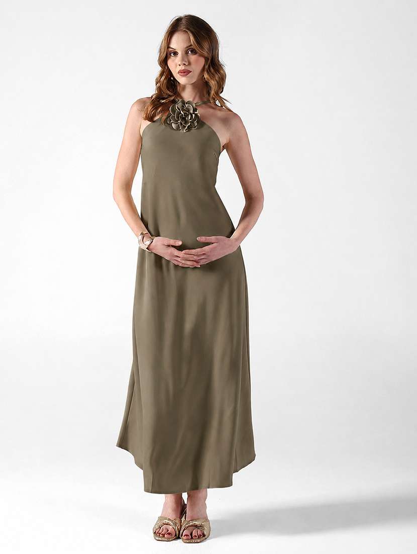 women applique detailed halter neck a-line dress - 22558640 -  Standard Image - 5