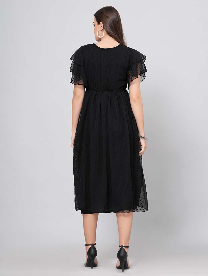 women self design flared sleeves fit and flare dress - 22558653 -  Standard Image - 3