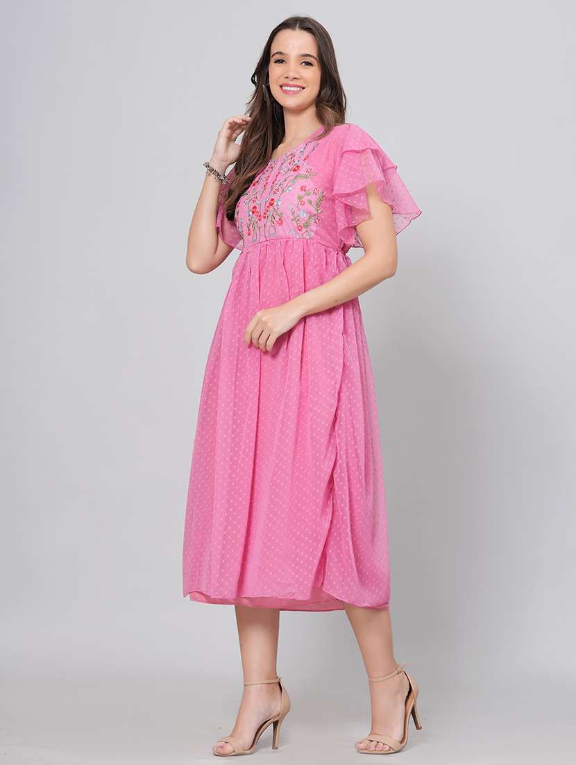 women self design flared sleeves fit and flare dress - 22558655 -  Standard Image - 5