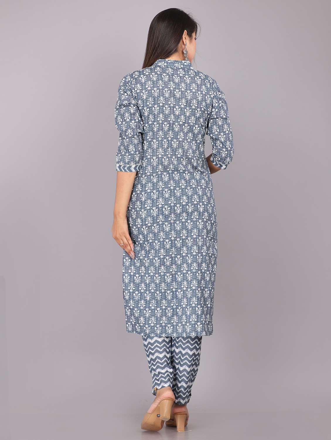 Women Printed Three Quarter Sleeve Kurta Pant With Dupatta Set - 22558678 -  Standard Image - 3