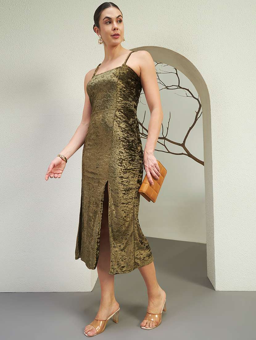 women solid shoulder strap sheath dress - 22558714 -  Standard Image - 3