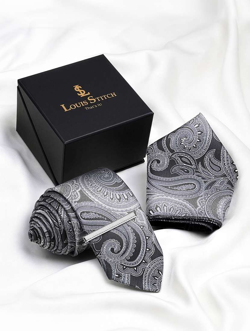 men necktie and pocket square gift box set