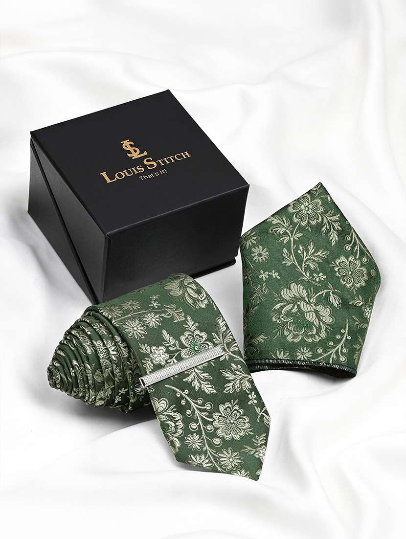 men necktie and pocket square gift box set