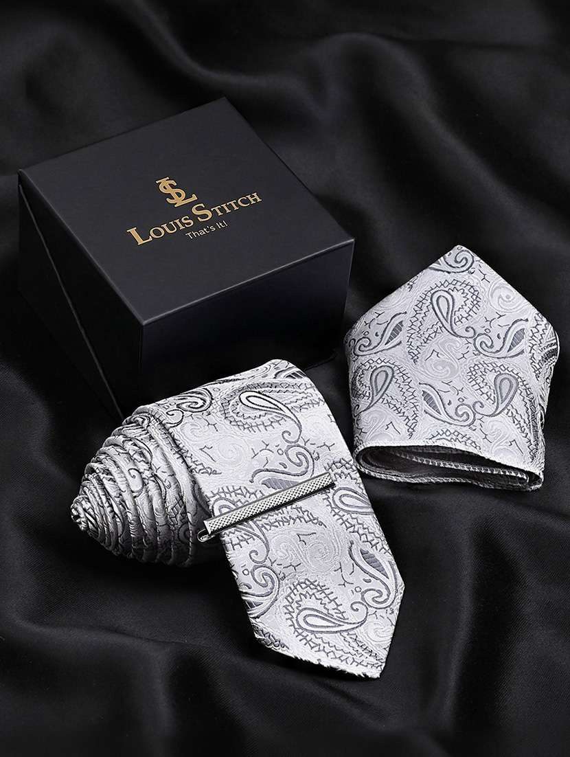 men necktie and pocket square gift box set