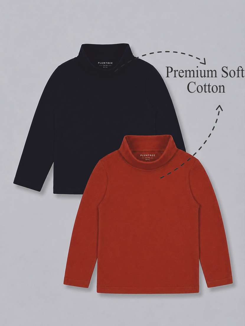 boys pack of 2 solid long sleeves t-shirt