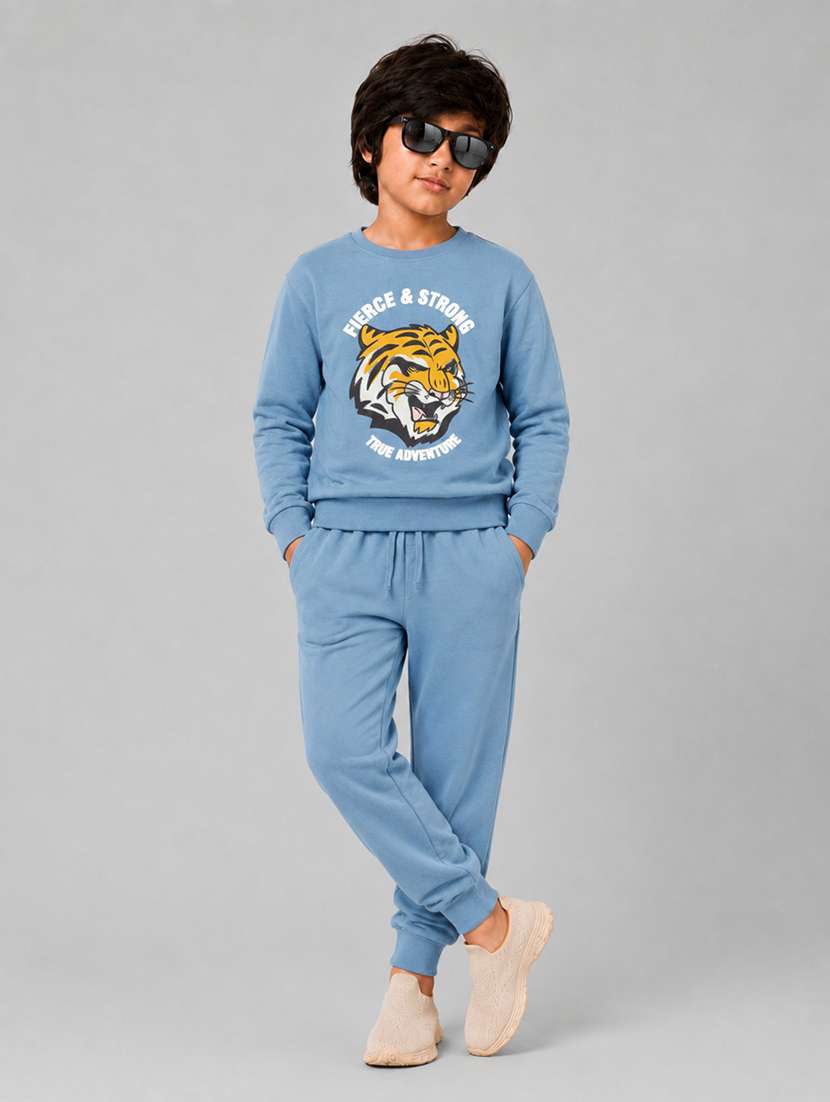boys printed long sleeves full length set
