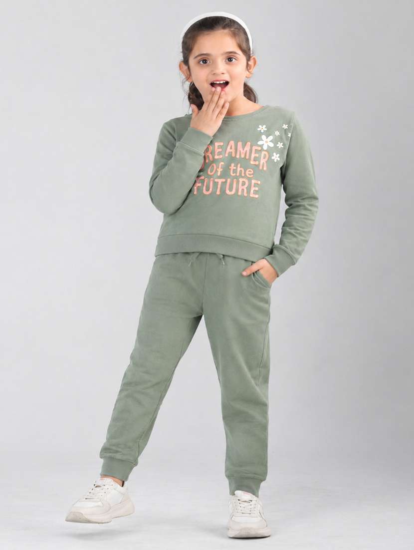 girls printed long sleeves full length set