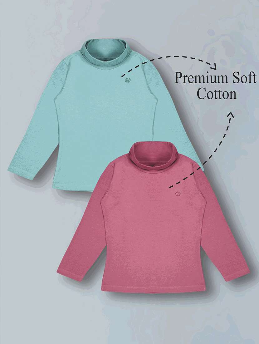 girls pack of 2 solid long sleeves regular tee