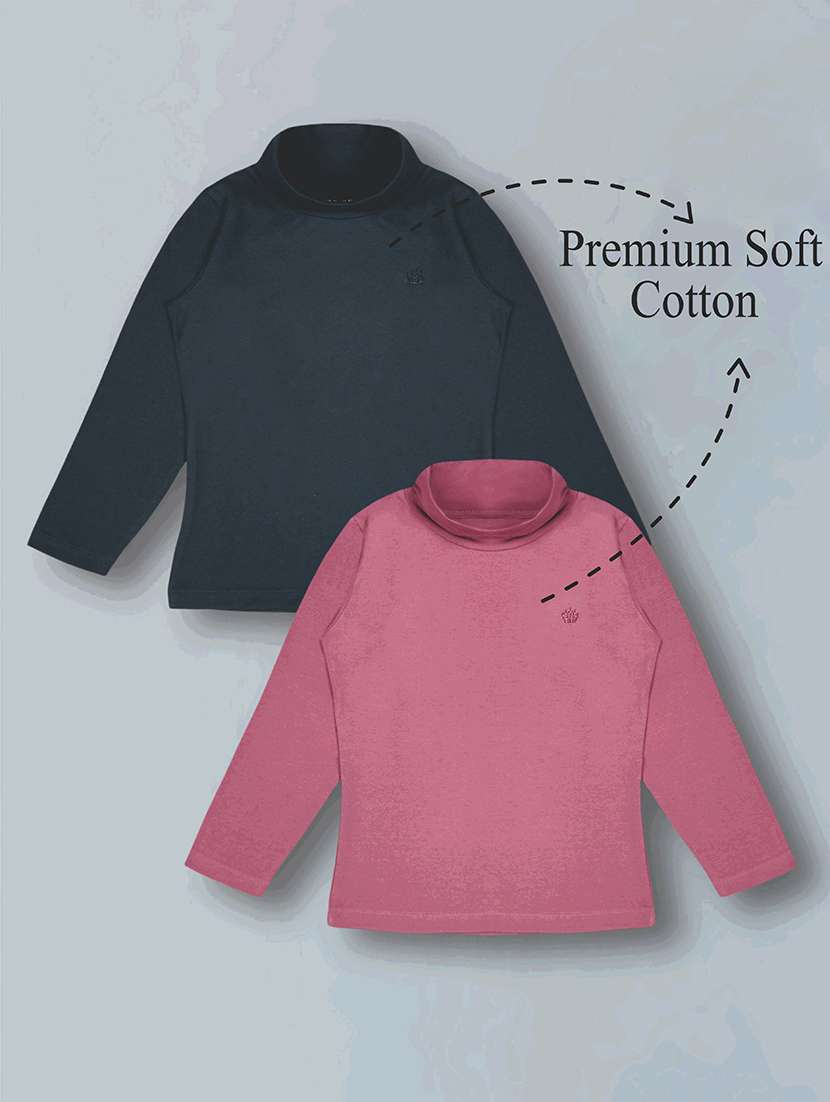girls pack of 2 solid long sleeves regular tee