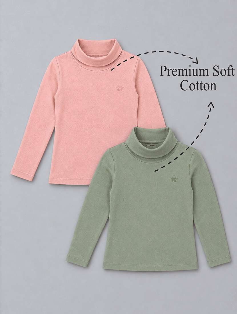 girls pack of 2 solid long sleeves regular tee