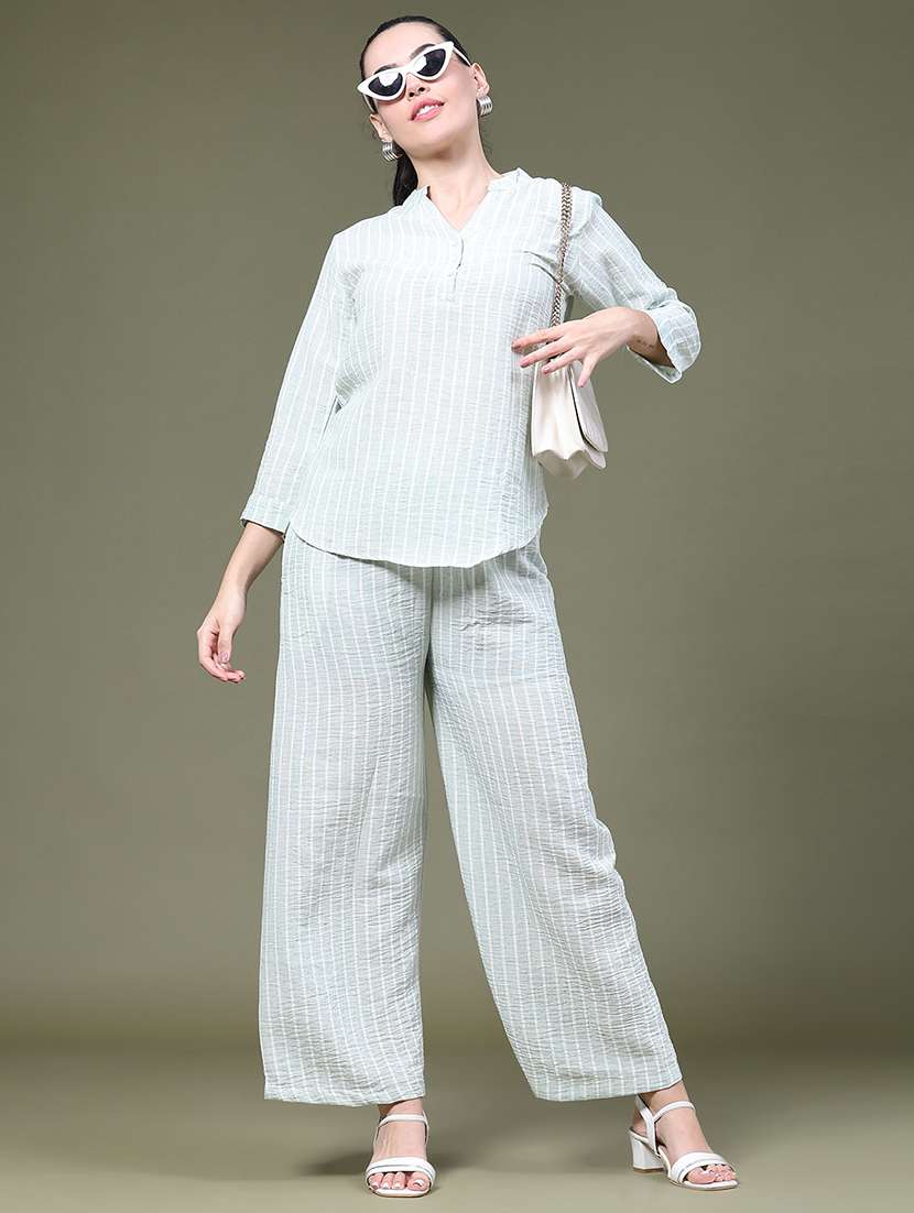 women printed three quarter sleeves ethnic co-ord set