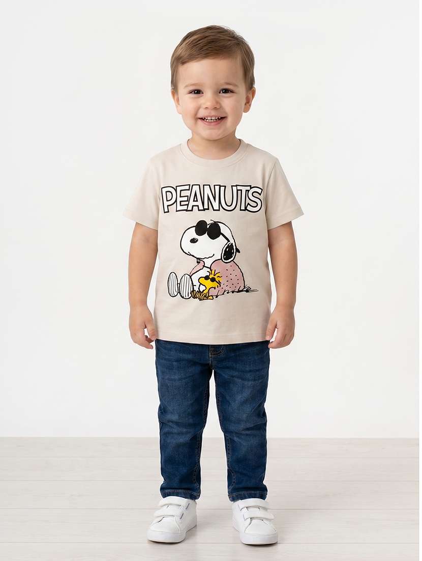 boys printed round neck regular fit t-shirt