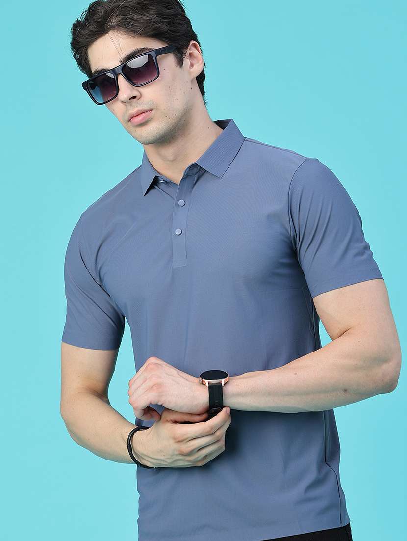 men solid short sleeve slim fit polo t-shirt