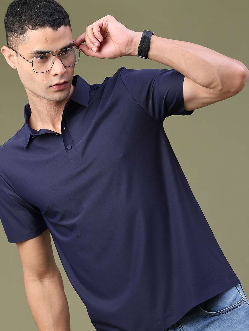 men solid short sleeve slim fit polo t-shirt