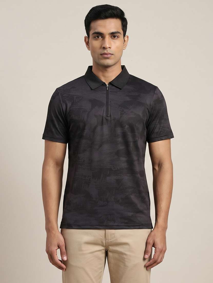 men printed short sleeves polo t-shirt