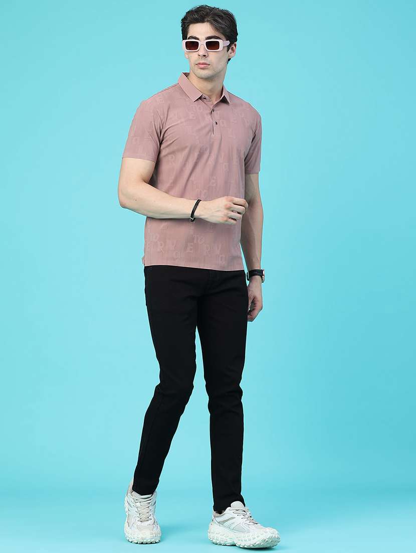 Men Self Design Short Sleeve Slim Fit Polo T-shirt - 22561132 -  Standard Image - 5