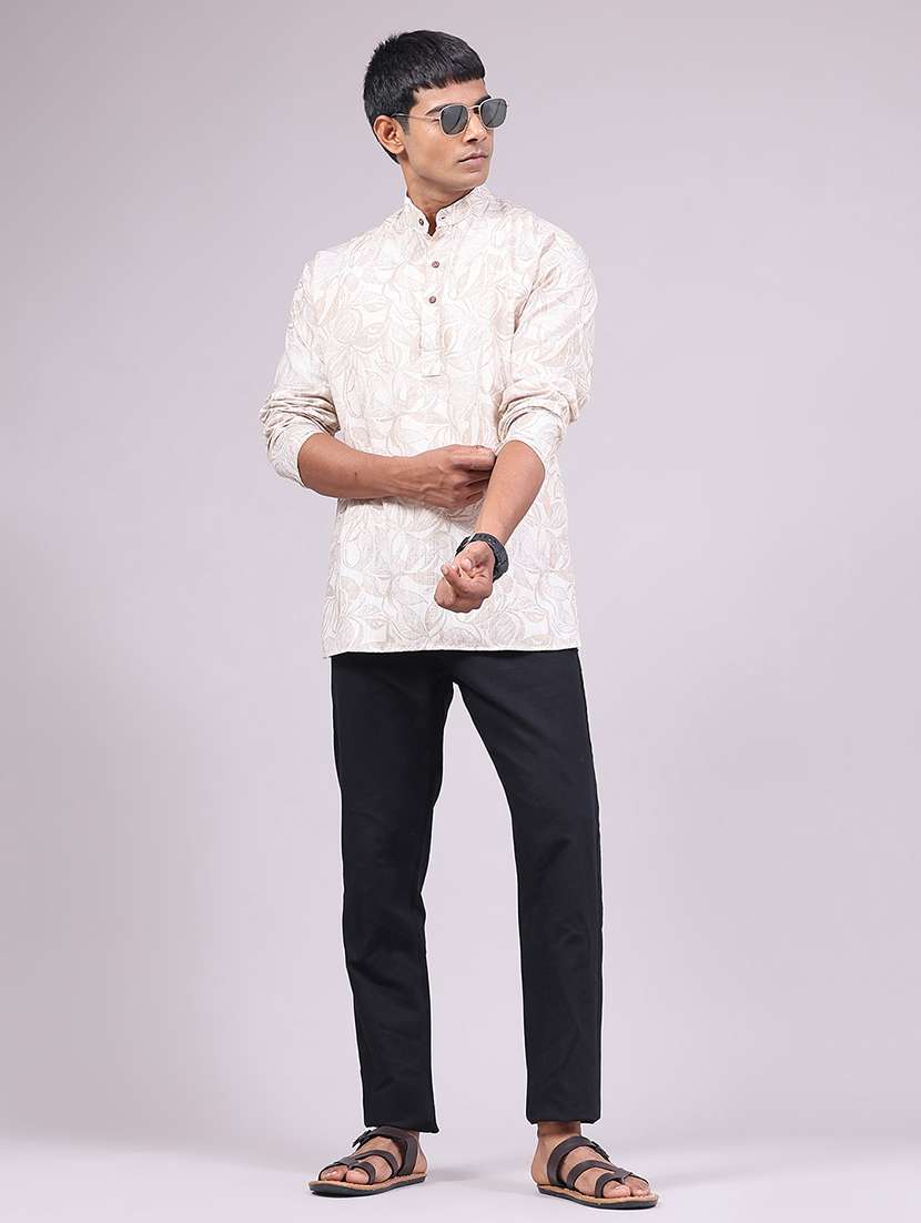 Men Printed Long Sleeves Short Kurta - 22561161 -  Standard Image - 5