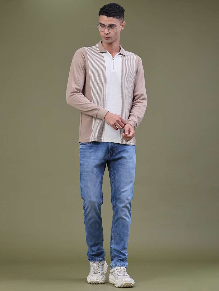 men striped long sleeve regular fit polo t-shirt - 22561270 -  Standard Image - 5