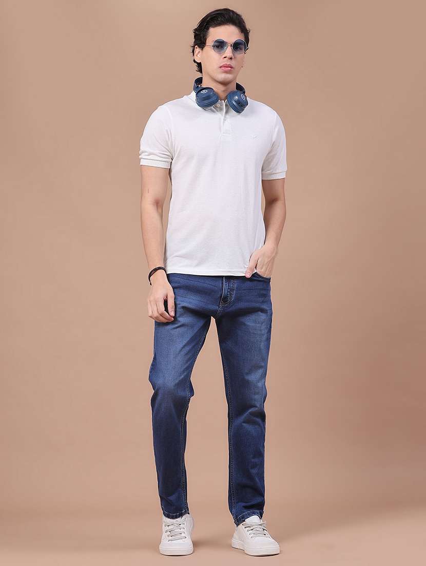 Men Washed Mid Rise Full Length Straight Jeans - 22561387 -  Standard Image - 5