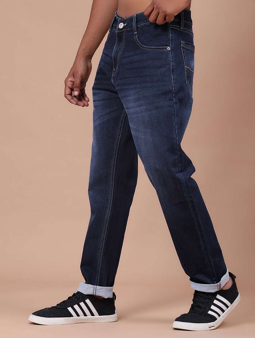 Men Washed Mid Rise Full Length Tapered Jeans - 22561404 -  Standard Image - 3