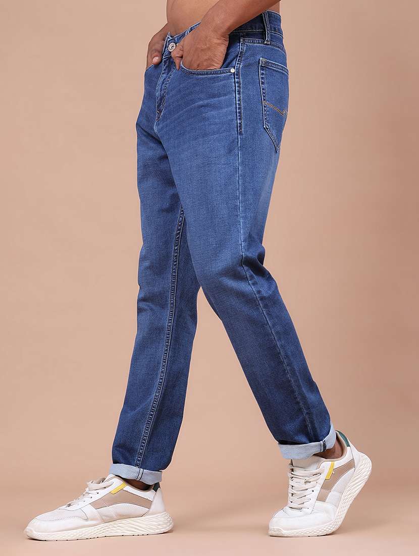 men washed mid rise full length tapered jeans - 22561406 -  Standard Image - 3