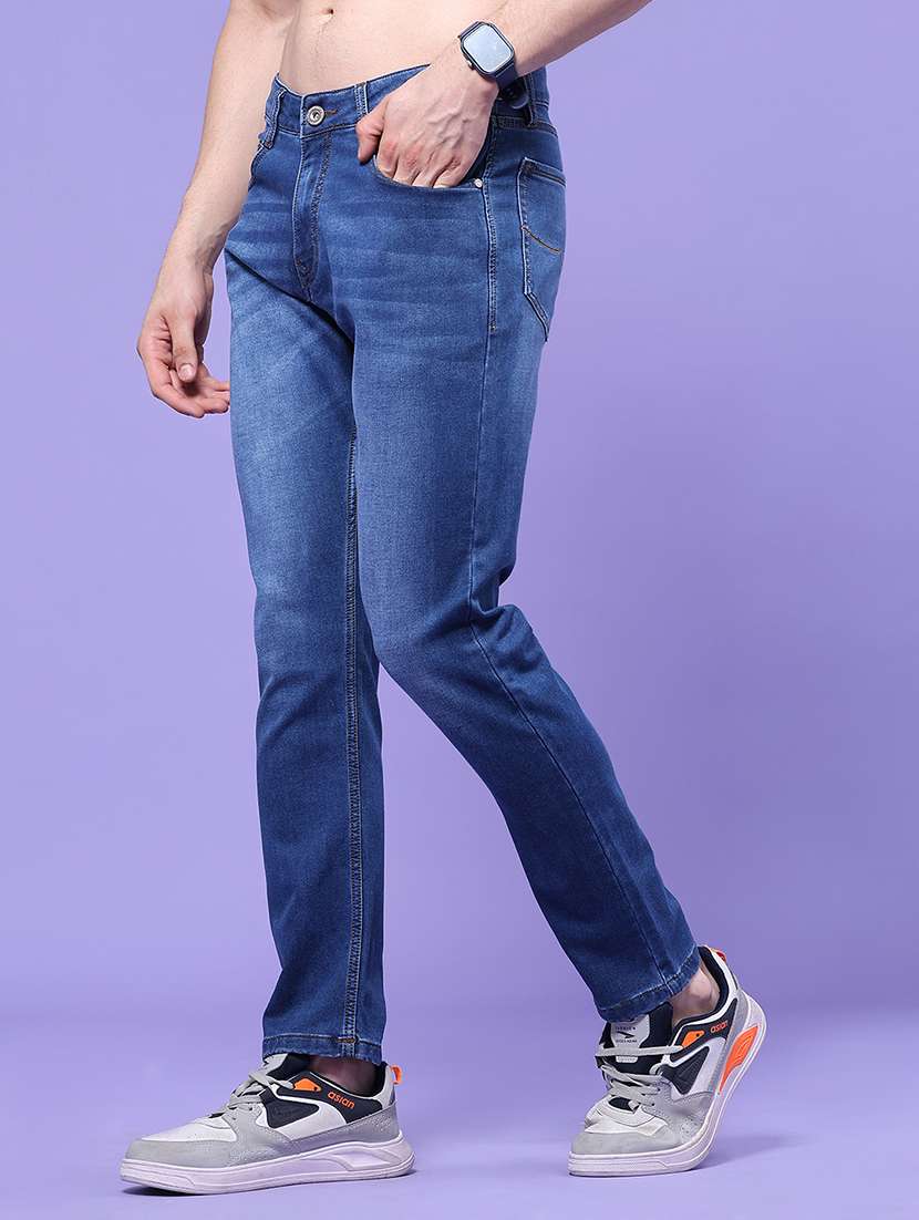 Men Washed Mid Rise Full Length Slim Fit Jeans - 22561413 -  Standard Image - 3