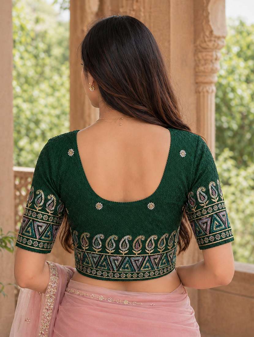 women embroidered round neck stitched blouse - 22561445 -  Standard Image - 5