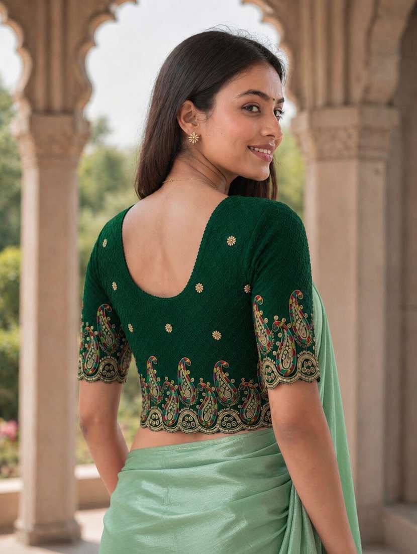 women embroidered round neck stitched blouse - 22561454 -  Standard Image - 3