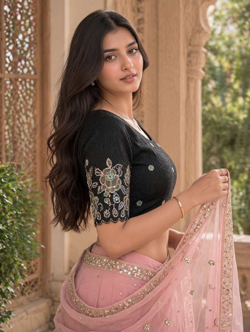 women embroidered round neck stitched blouse - 22561462 -  Standard Image - 3