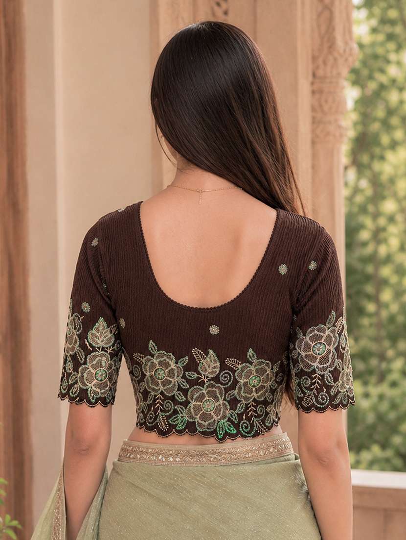 Women Embroidered Round Neck Stitched Blouse - 22561463 -  Standard Image - 5
