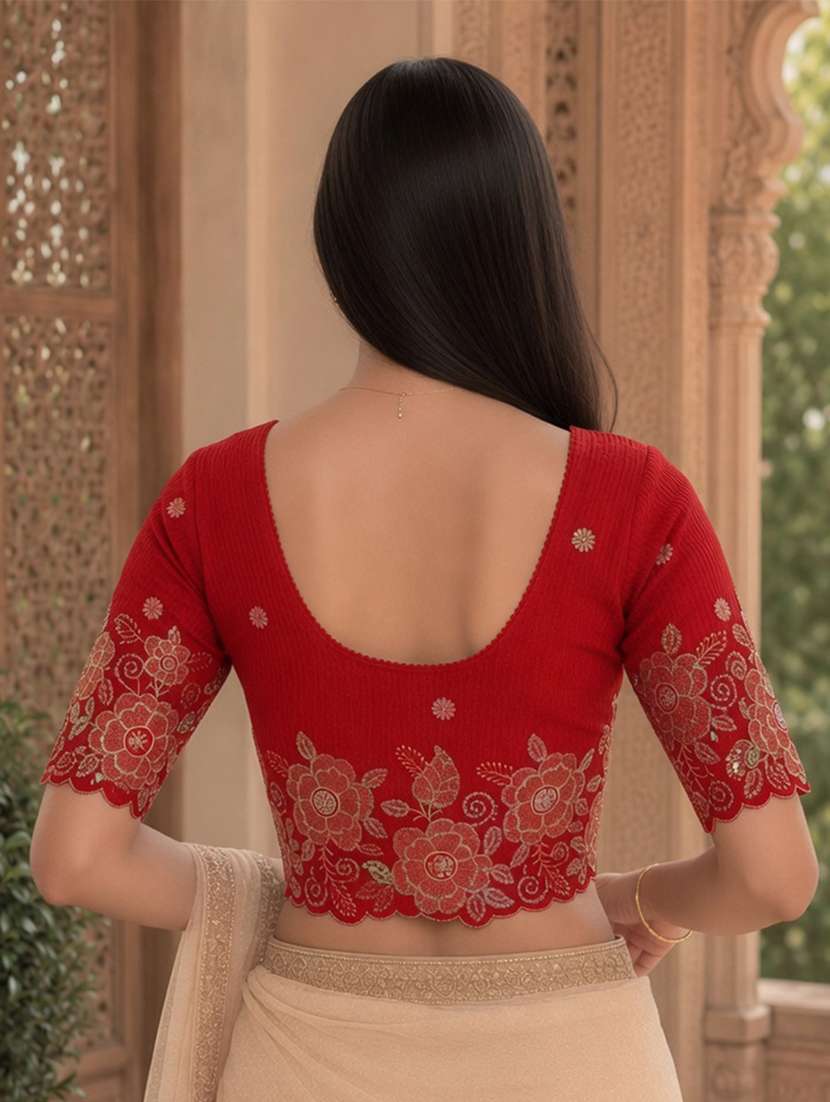 Women Embroidered Round Neck Stitched Blouse - 22561468 -  Standard Image - 5
