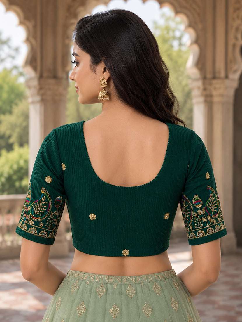 Women Embroidered Round Neck Stitched Blouse - 22561473 -  Standard Image - 5
