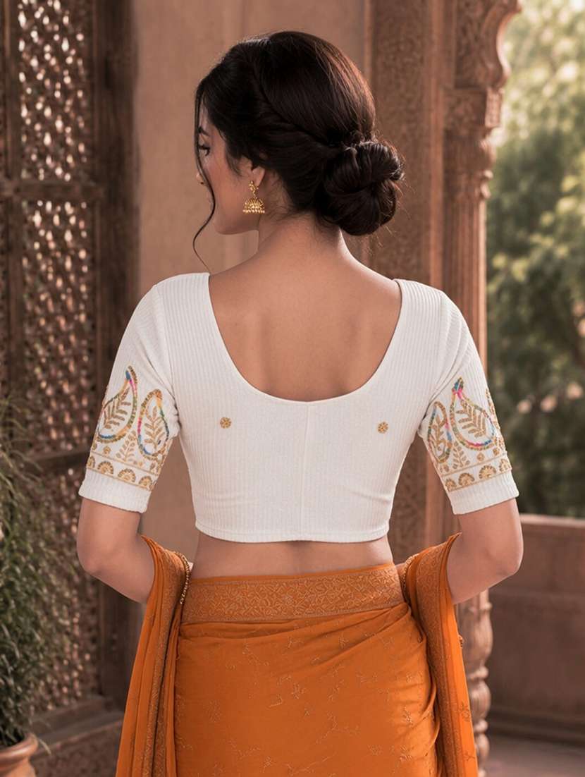 Women Embroidered Round Neck Stitched Blouse - 22561481 -  Standard Image - 5