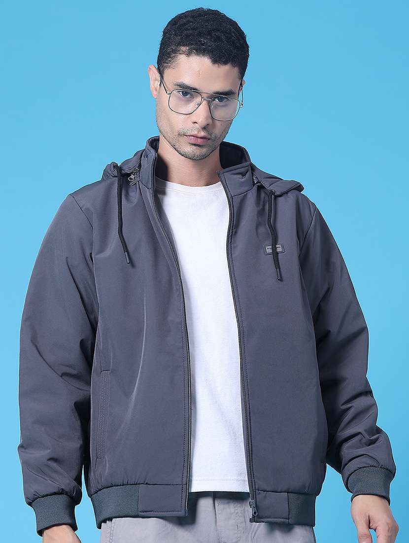 men solid long sleeve bomber jacket