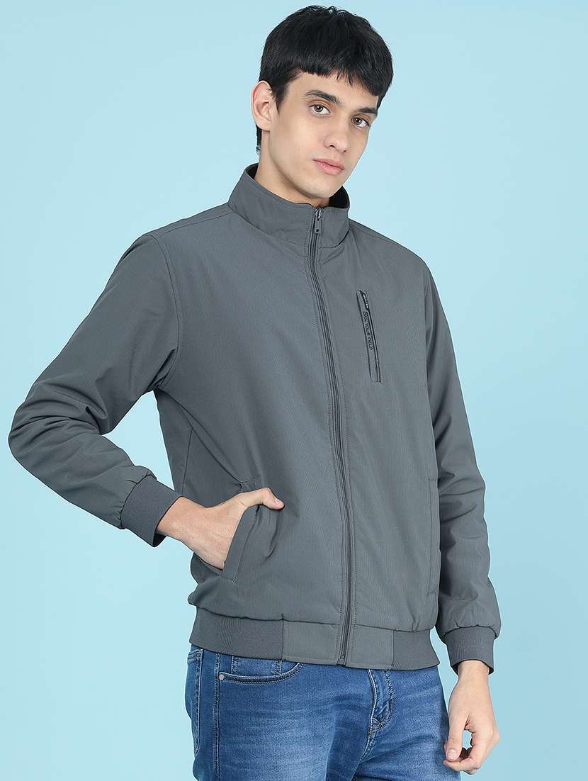 Men Solid Long Sleeve Bomber Jacket - 22562169 -  Standard Image - 3