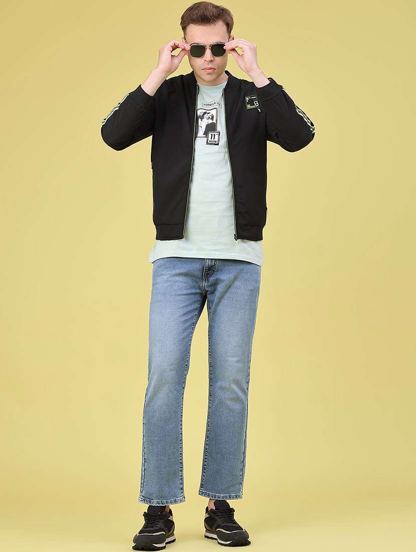 Men Taped Long Sleeves Regular Fit Bomber Jacket - 22562177 -  Standard Image - 5