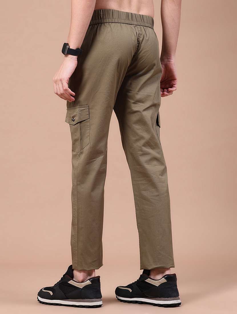 Men Solid Mid Rise Regular Fit Cargo - 22562324 -  Standard Image - 3