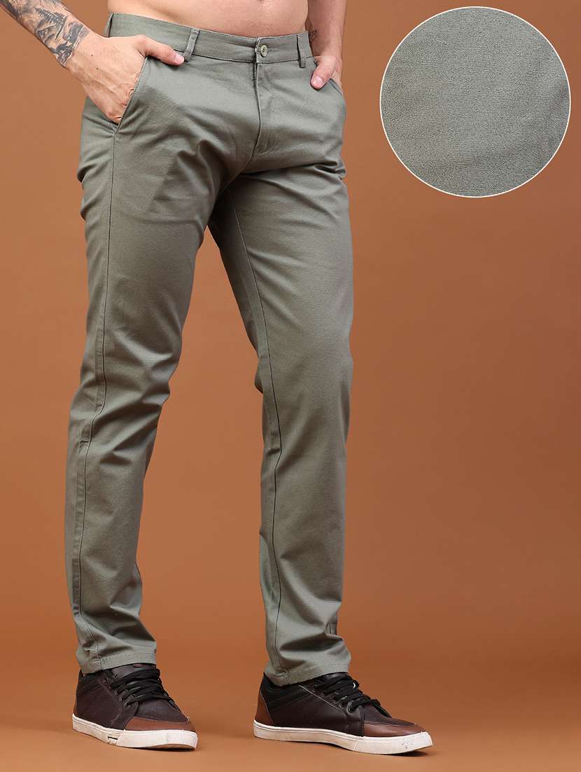 Men Solid Mid Rise Chinos Casual Trouser - 22562336 -  Standard Image - 3