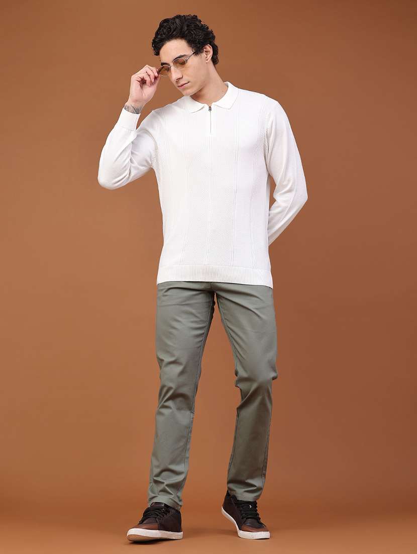 Men Solid Mid Rise Chinos Casual Trouser - 22562336 -  Standard Image - 5
