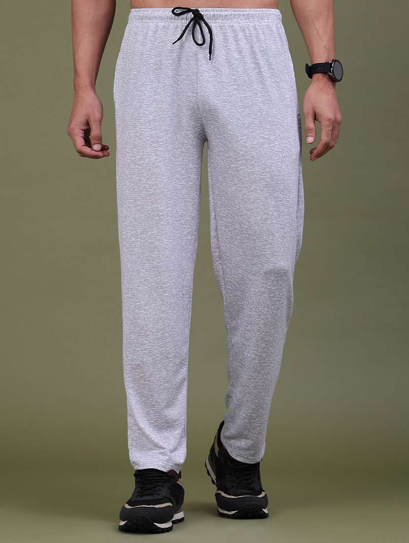men solid mid rise full length track pant