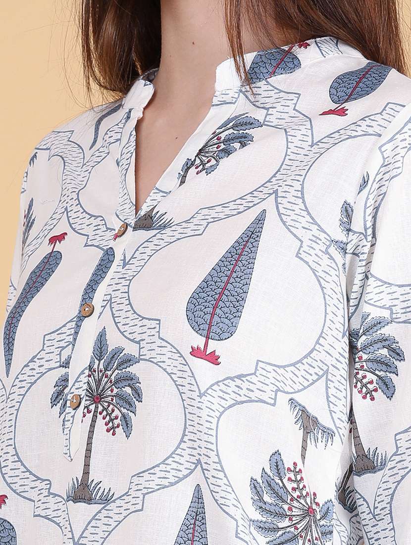 Women Printed Three Quarter Sleeve Straight Kurta - 22562403 -  Standard Image - 5