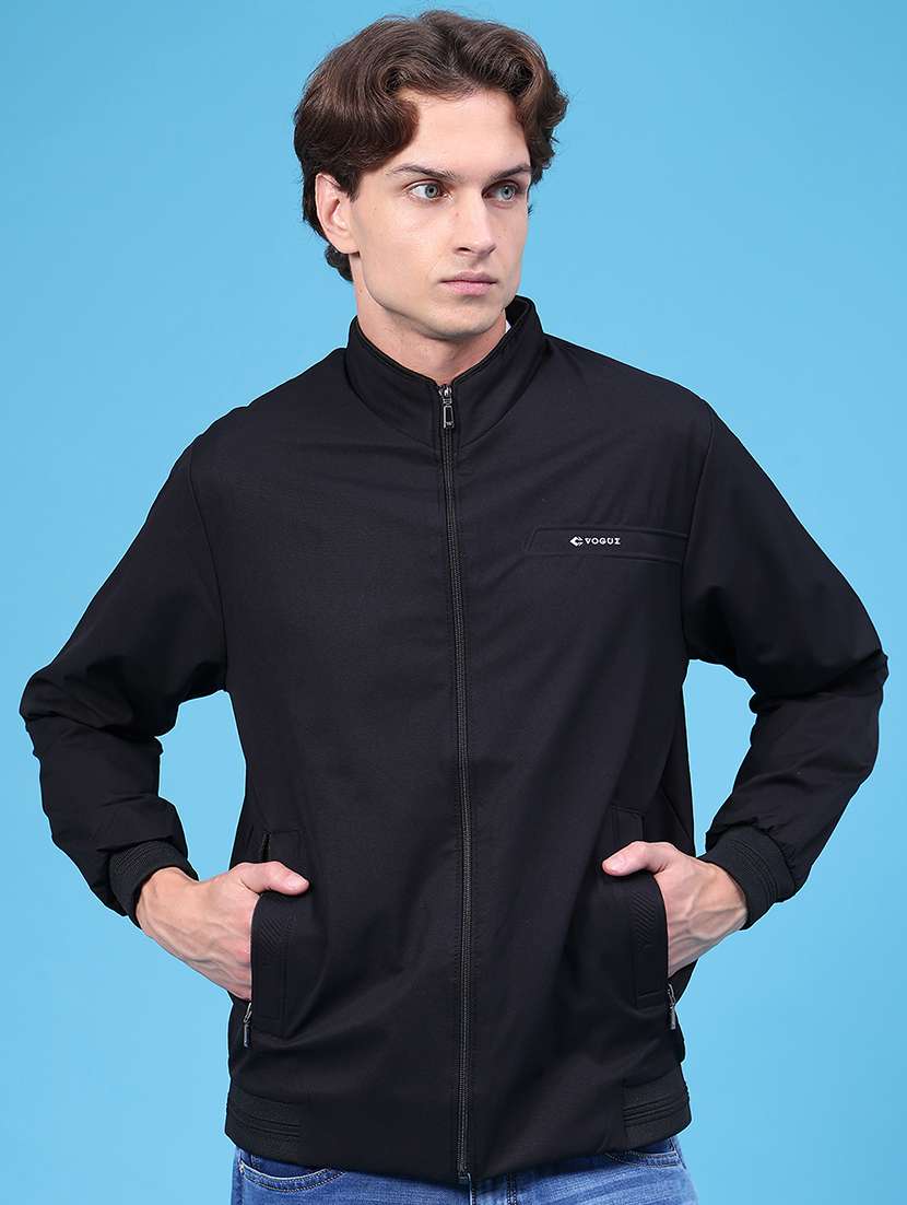 men solid long sleeve lightweight bomber jacket
